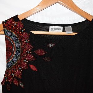 Chico Black Sleeveless Top Beautiful Pattern